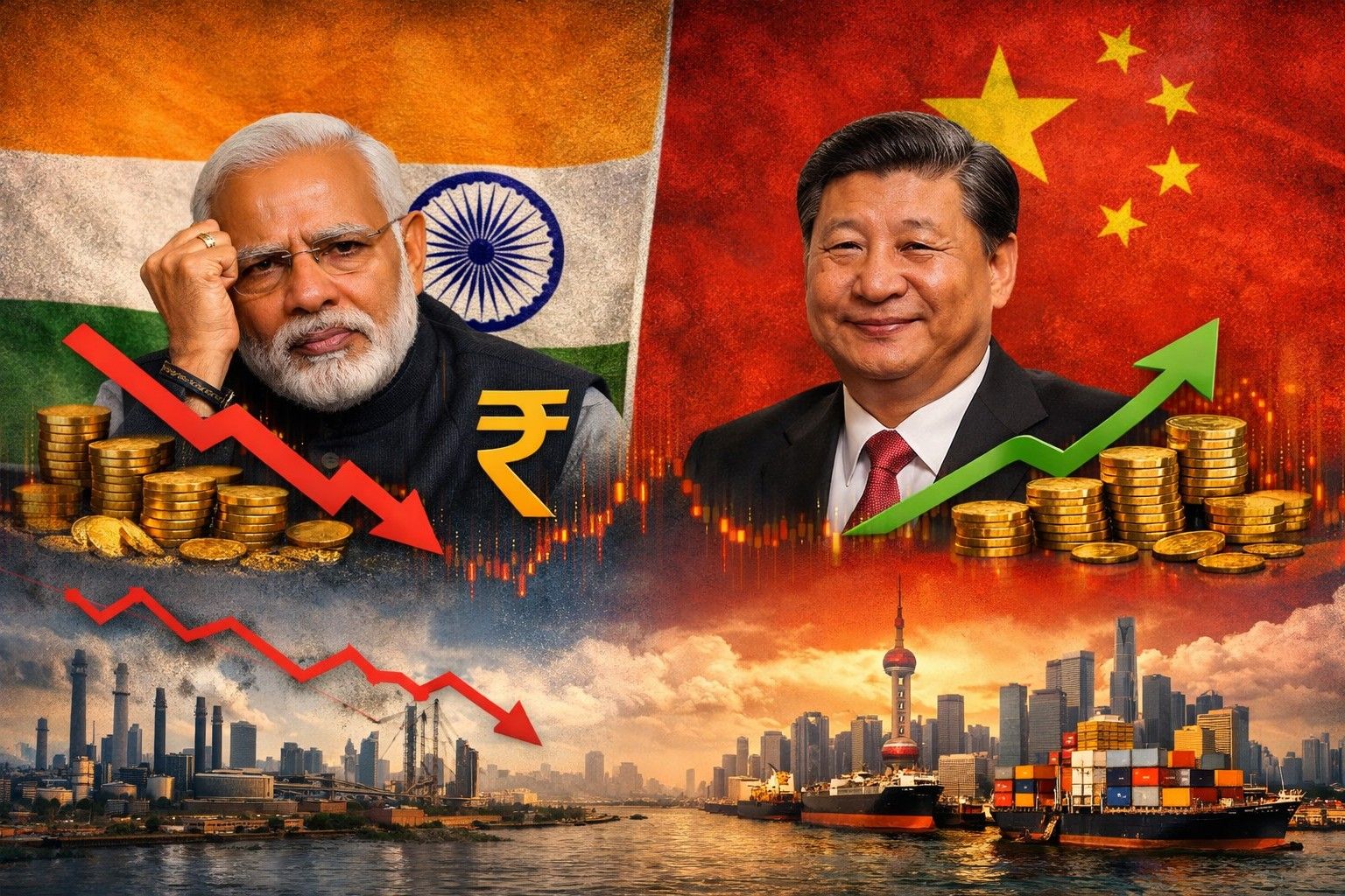 India vs China Economy: रुपये की कमजोरी से भारत पर दबाव, चीन को मिल रहा फायदा  Janta24x7news