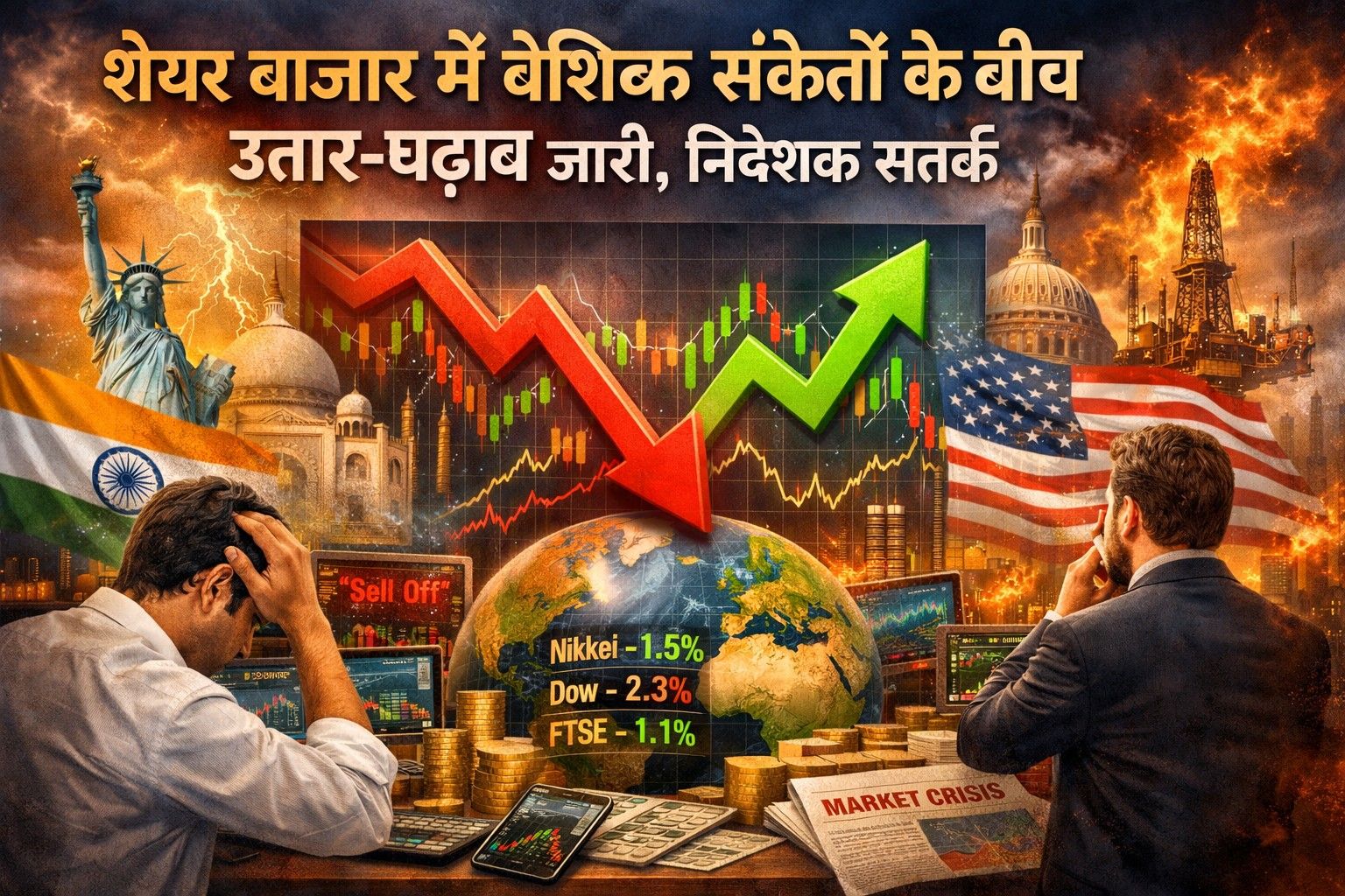शेयर बाजार में वैश्विक संकेतों के बीच उतार-चढ़ाव जारी, निवेशक सतर्क  janta24x7news
